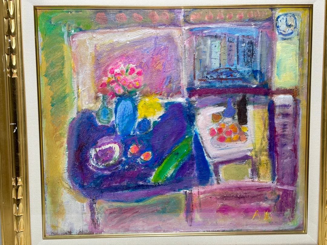 #油彩画 抽象静物画 額装作品