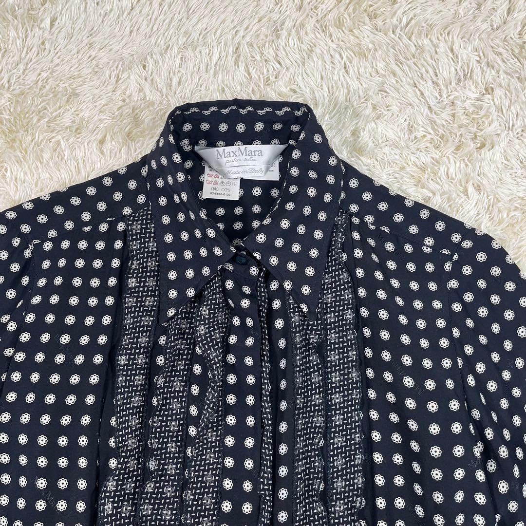 【美品】MaxMara　銀タグ　シルクワンピース　花柄　マキシ丈　40