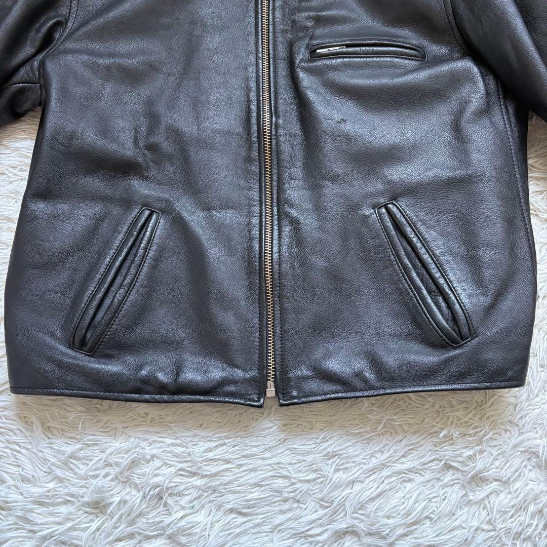 希少 XL FREEDOM レザージャケット 本革 カウレザー 牛革 黒 バイク