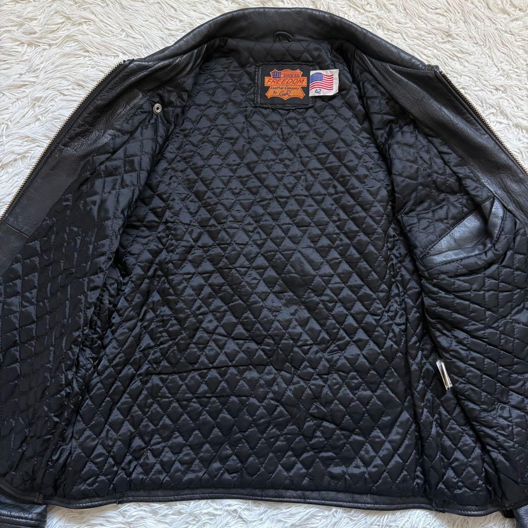 希少 XL FREEDOM レザージャケット 本革 カウレザー 牛革 黒 バイク