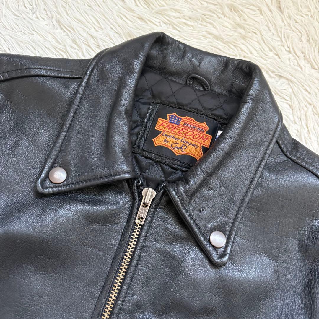 希少 XL FREEDOM レザージャケット 本革 カウレザー 牛革 黒 バイク