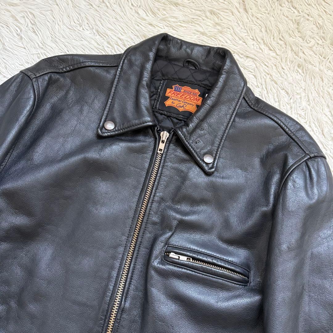 希少 XL FREEDOM レザージャケット 本革 カウレザー 牛革 黒 バイク