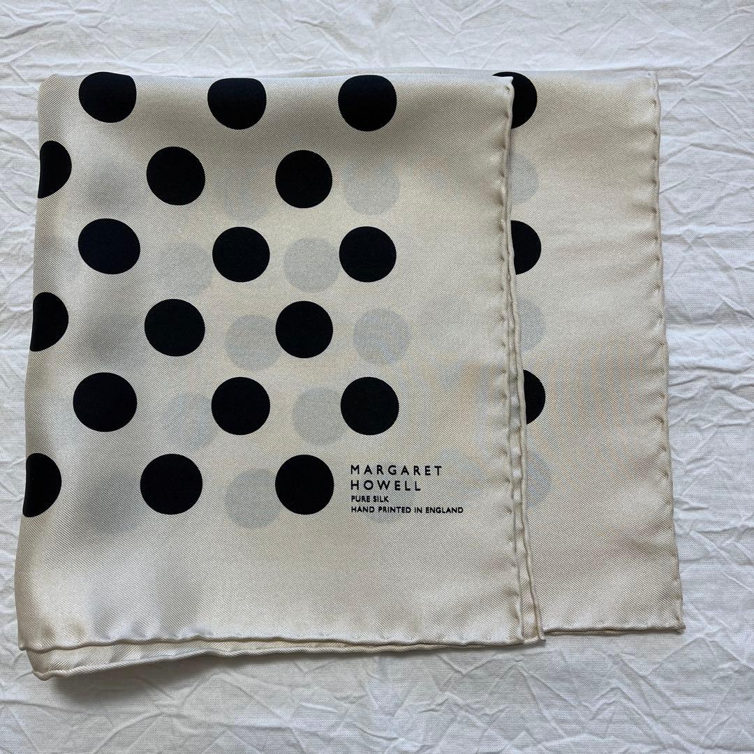 MARGARET HOWELL ポルカドット柄シルクスカーフ