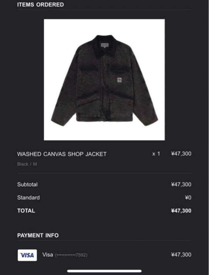 Stussy SHOP JACKET WASHED CANVAS Mサイズ