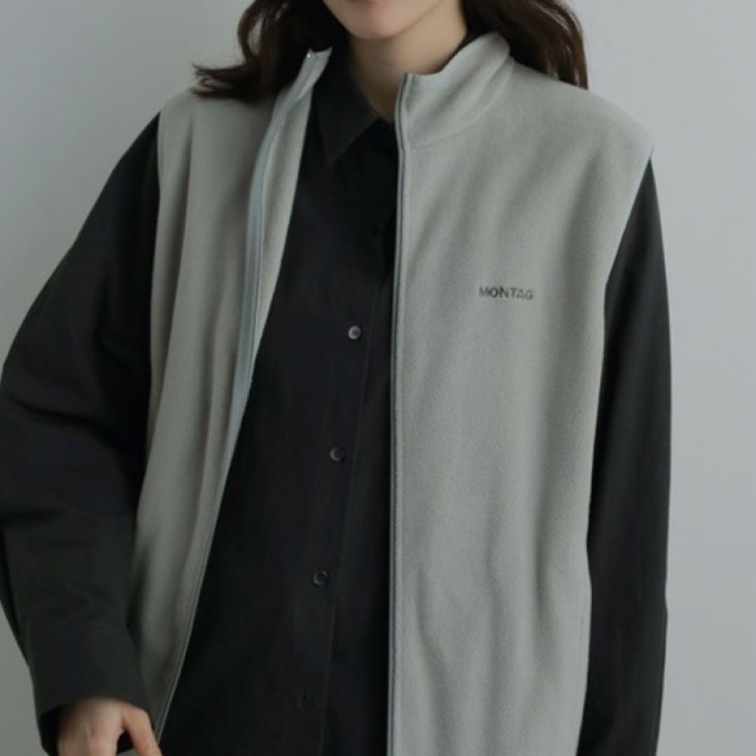 【美品】アンヌーク anuke フリースジップベスト 36 アイスブルー