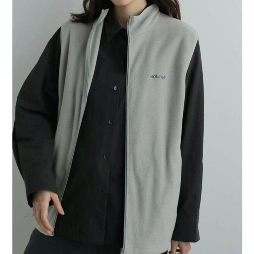 【美品】アンヌーク anuke フリースジップベスト 36 アイスブルー