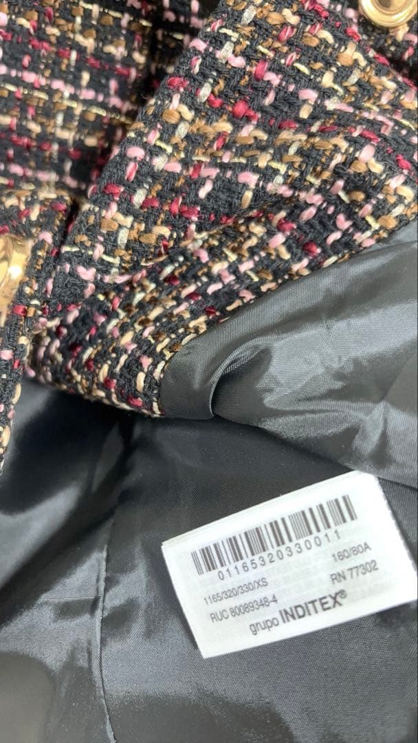 ZARA ベルト付きテクスチャーベスト　xs サイズ　ツイード　ツイードベスト