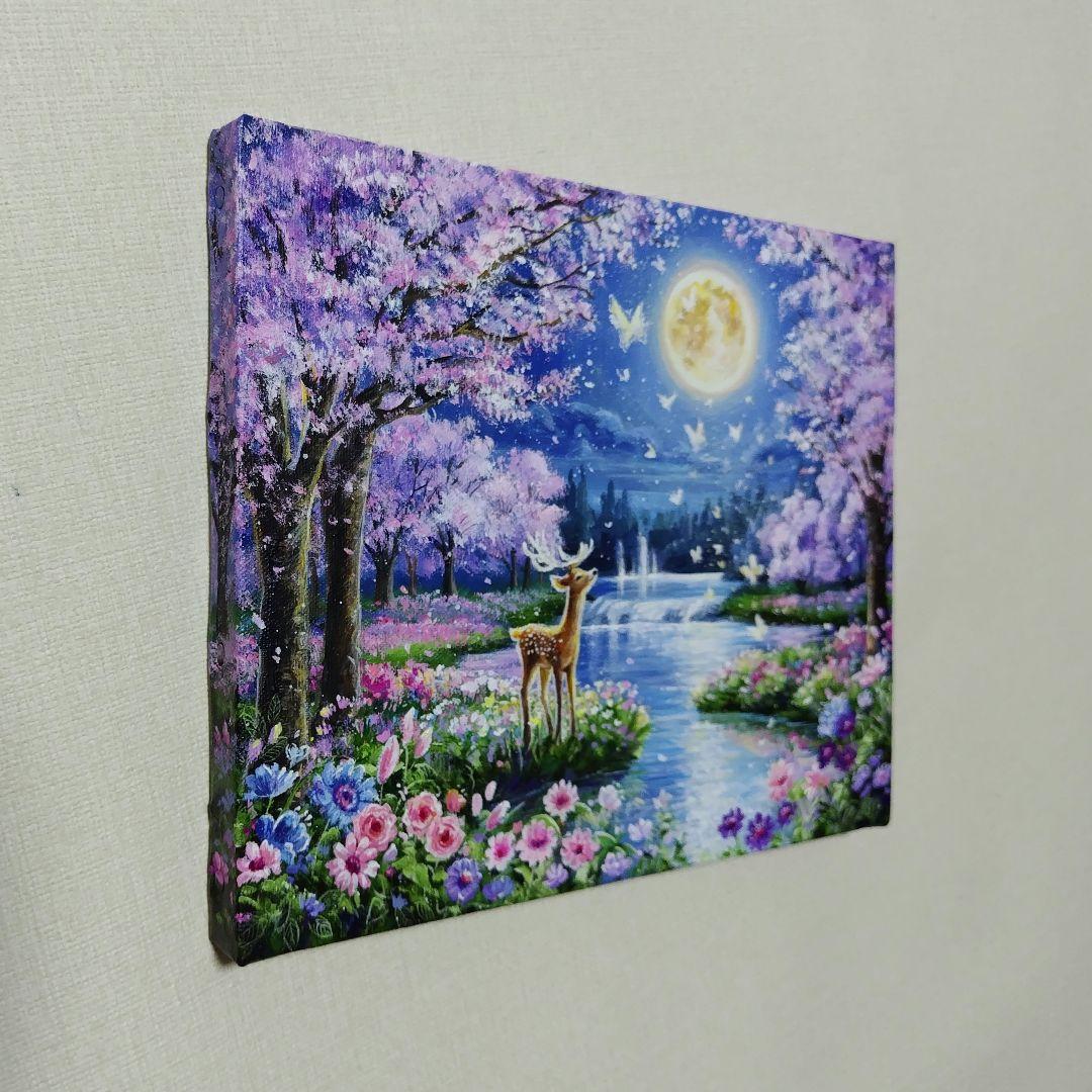 い*＊様 【月夜の桜】アクリル画 F3 風景画 絵画