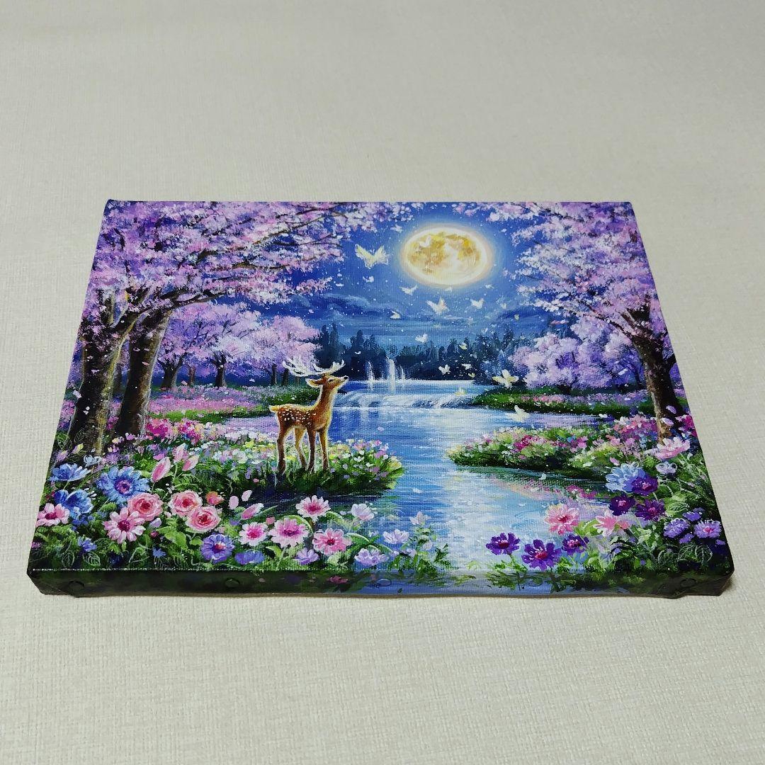 い*＊様 【月夜の桜】アクリル画 F3 風景画 絵画