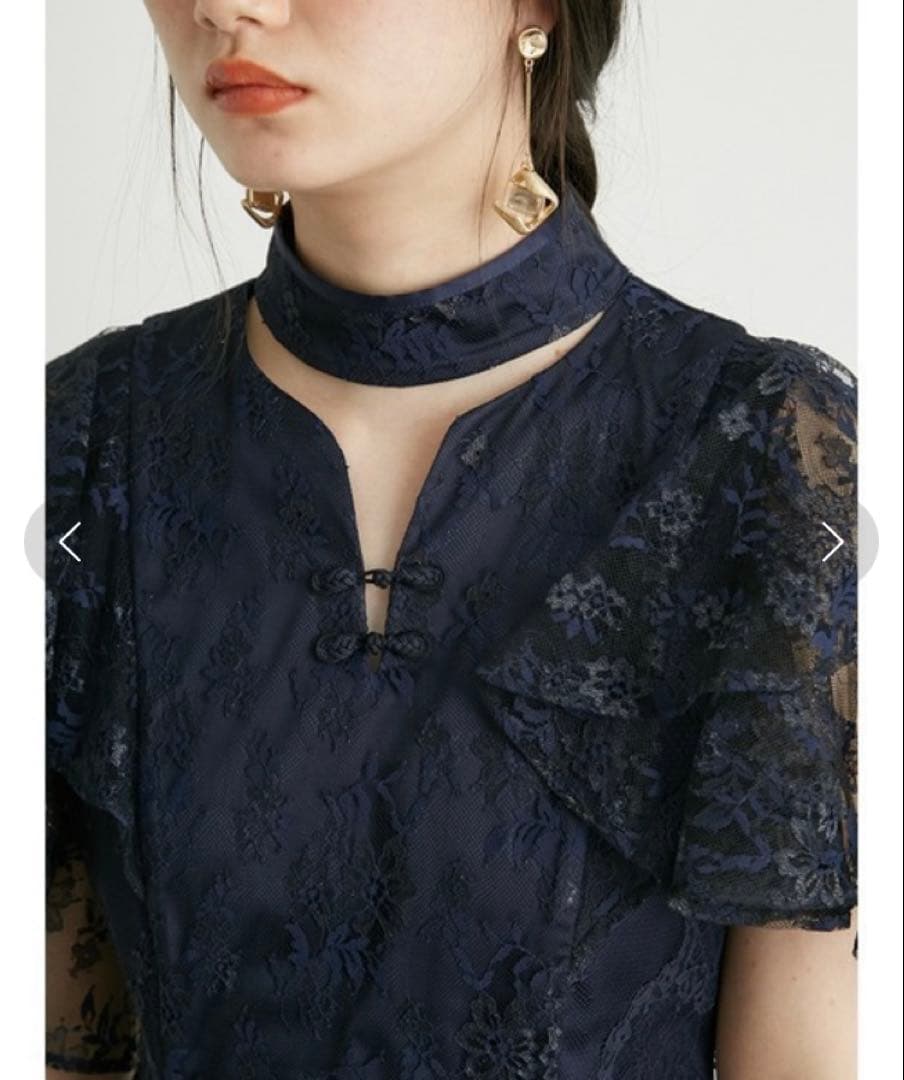 新品 LILY BROWN レースチャイナドレス ネイビー サイズ1