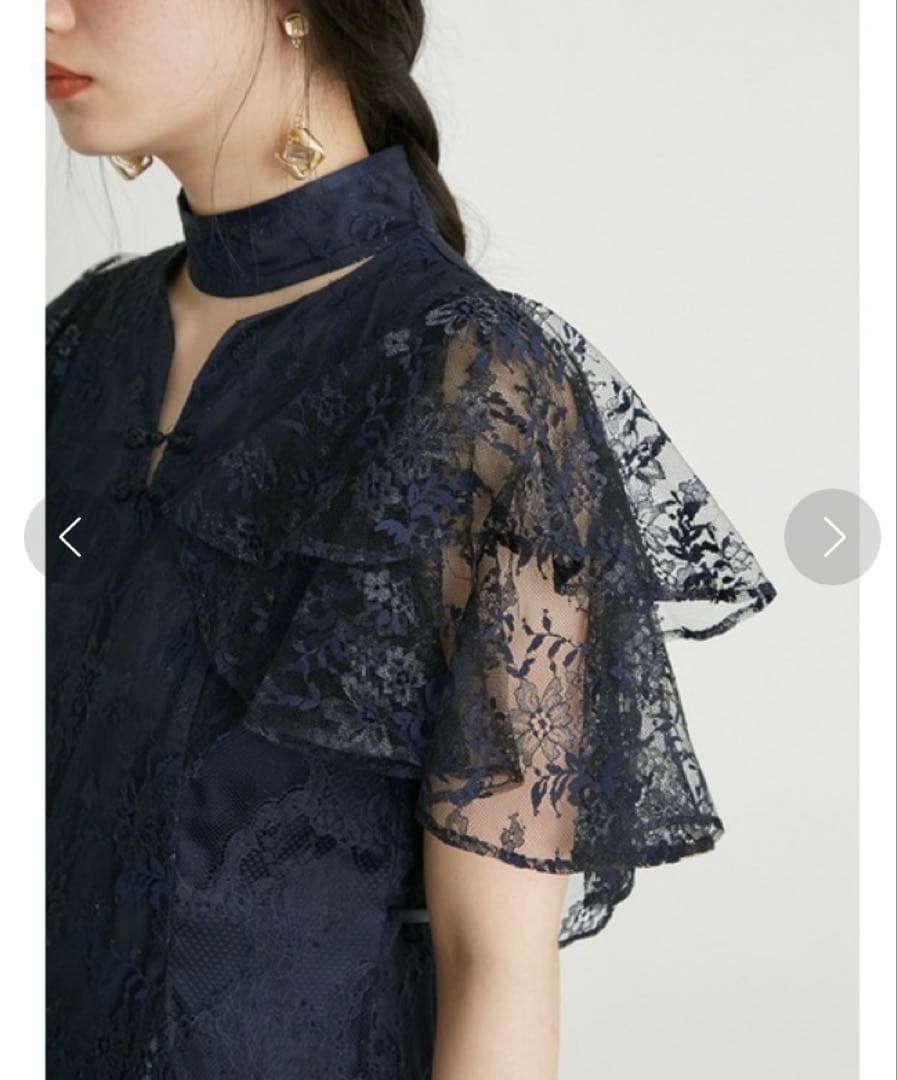 新品 LILY BROWN レースチャイナドレス ネイビー サイズ1
