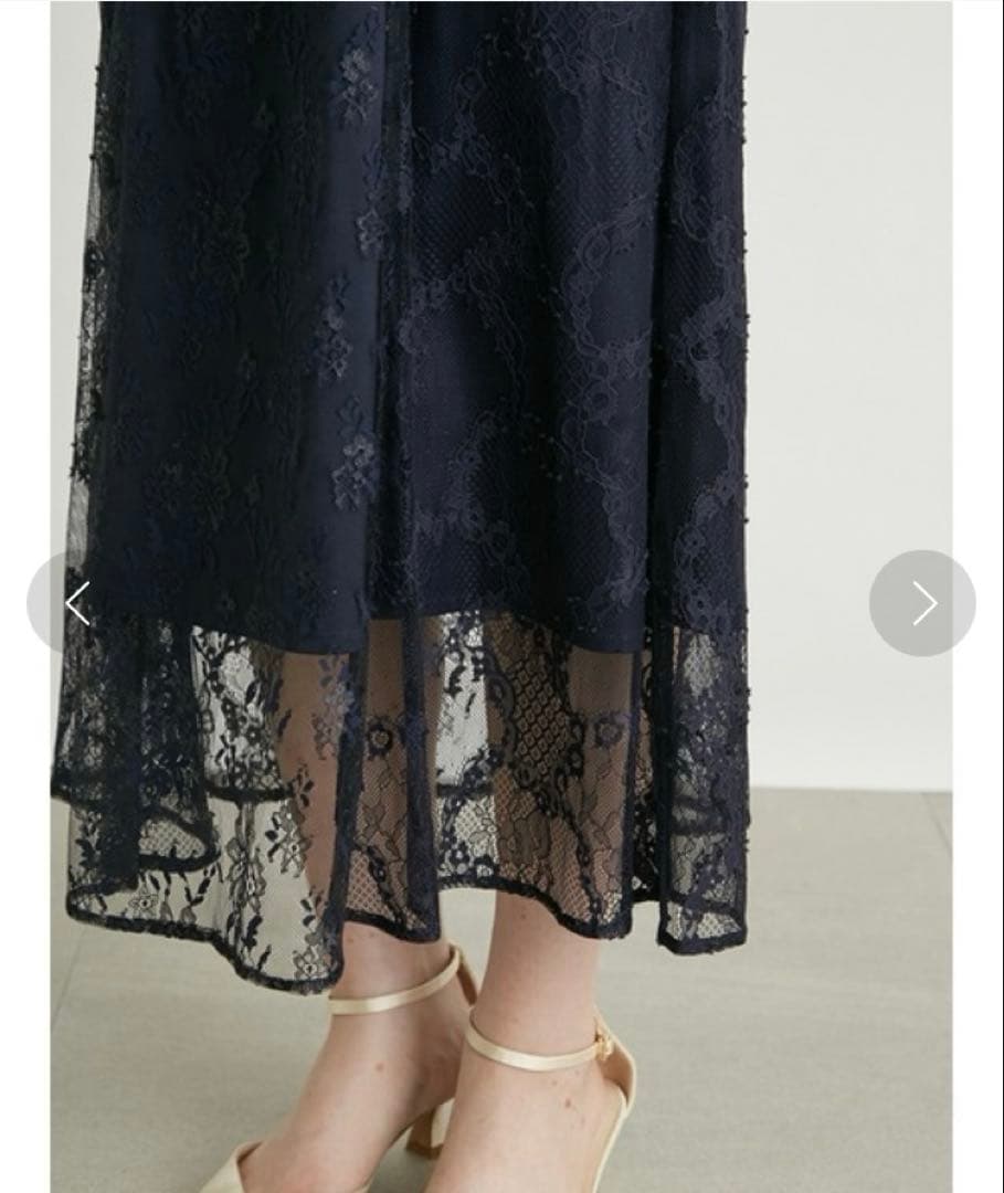 新品 LILY BROWN レースチャイナドレス ネイビー サイズ1