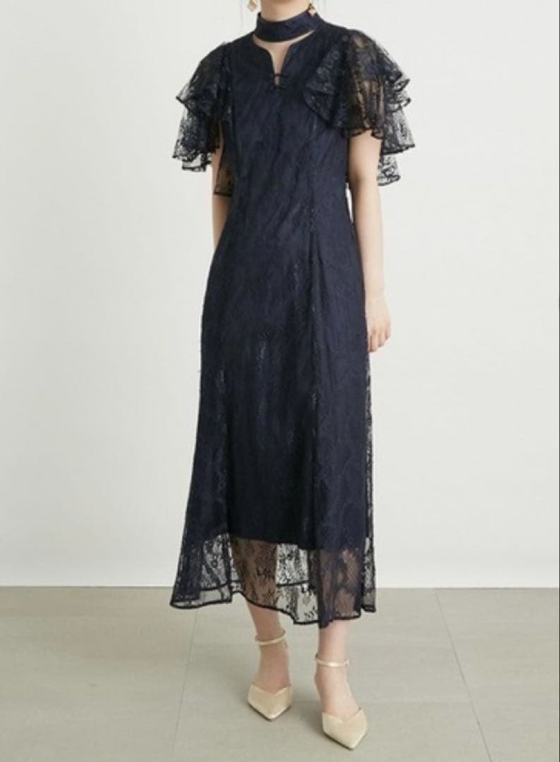 新品 LILY BROWN レースチャイナドレス ネイビー サイズ1