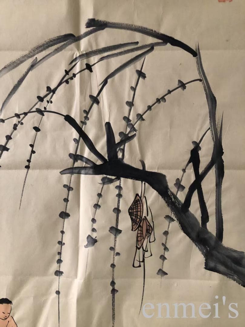 中国古美術・純手描き牧牛図三尺画芯・水墨画・李可染印款・書道品・宣紙・带水印