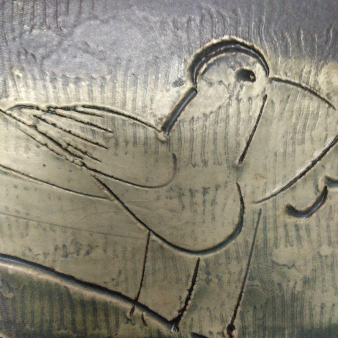 藤平伸/花鳥陶板画 京焼 抽象彫刻