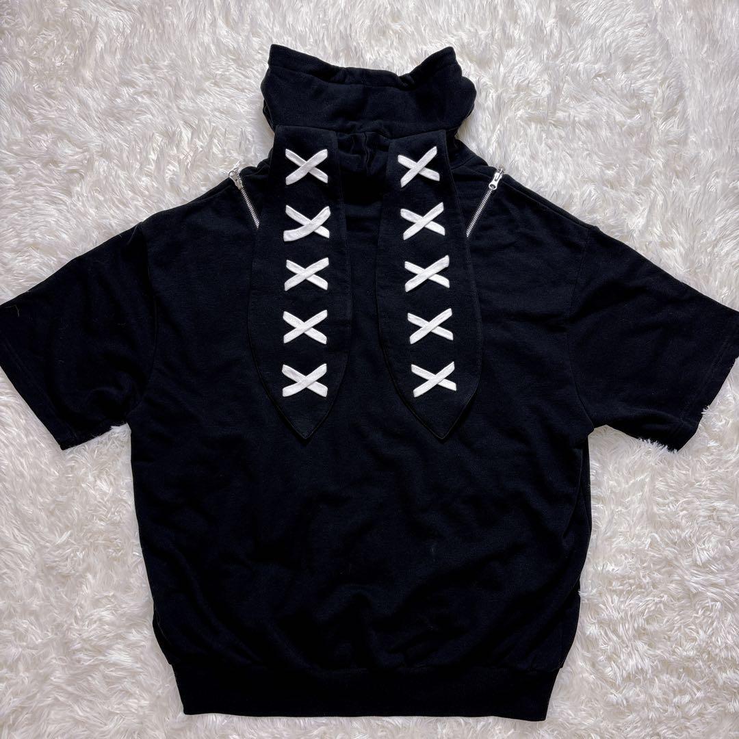 美品 ✨ REFLEM パーカー うさ耳 肩あき 半袖 ジップアップ 黒 地雷系