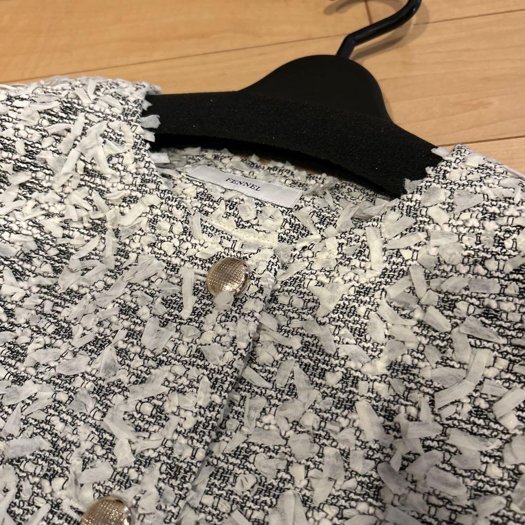 新品 ヤマダヤ FENNEL フェンネル リボンツイードノーカラージャケット