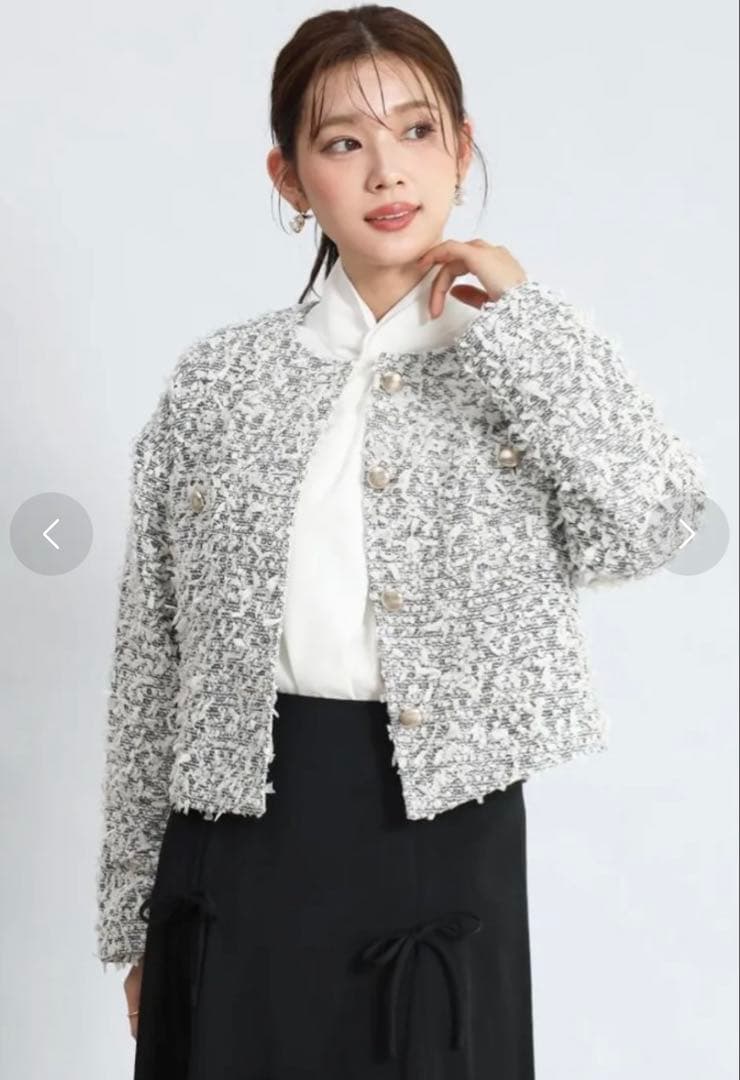 新品 ヤマダヤ FENNEL フェンネル リボンツイードノーカラージャケット