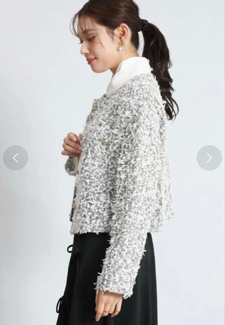 新品 ヤマダヤ FENNEL フェンネル リボンツイードノーカラージャケット