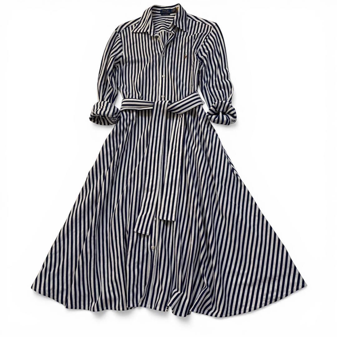 極美品 ポロラルフローレン ニットシャツワンピース 現行タグ 定価4万円