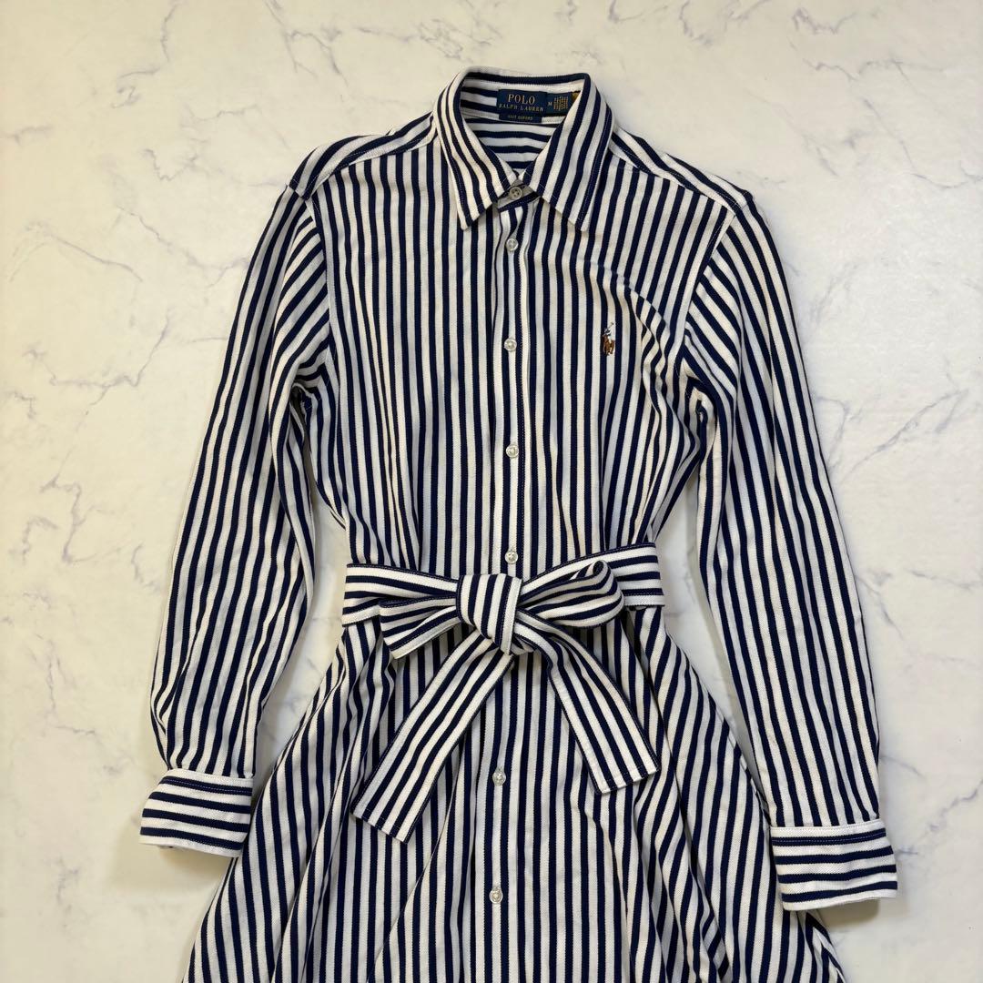 極美品 ポロラルフローレン ニットシャツワンピース 現行タグ 定価4万円