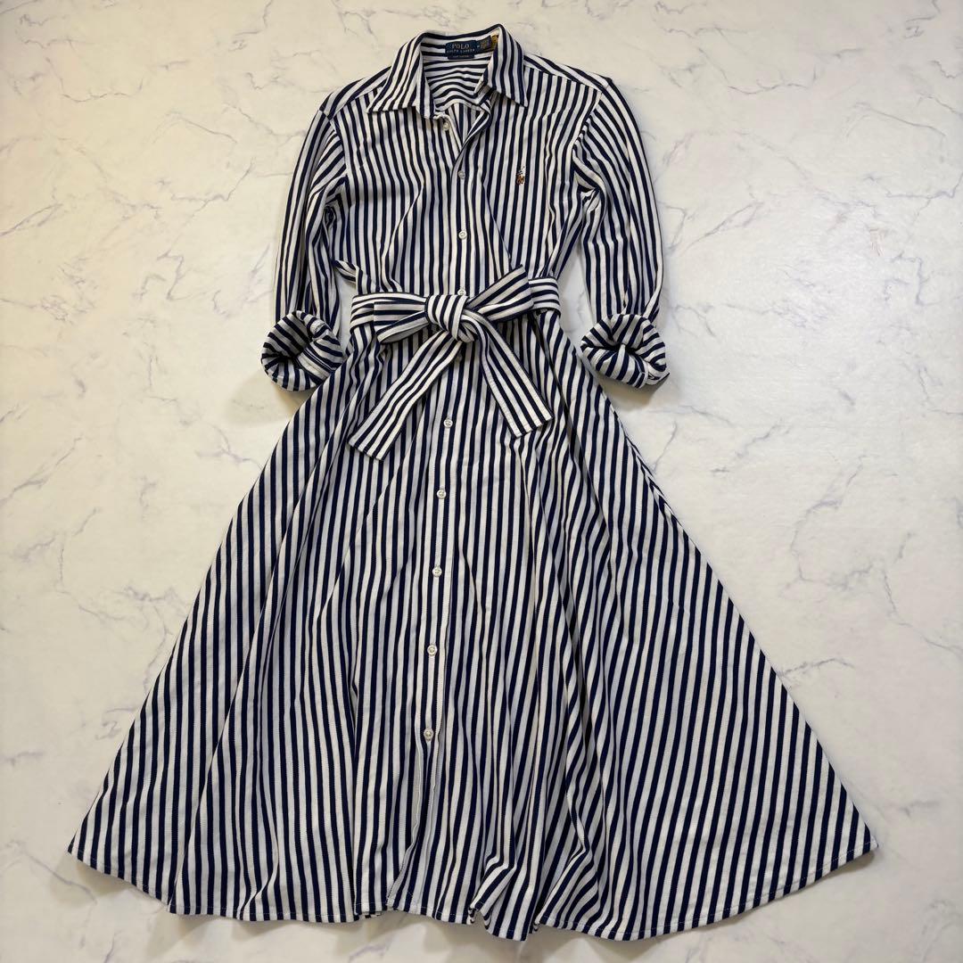 極美品 ポロラルフローレン ニットシャツワンピース 現行タグ 定価4万円