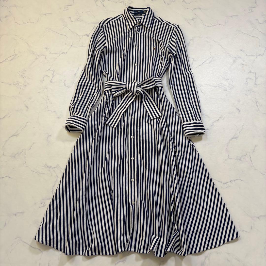 極美品 ポロラルフローレン ニットシャツワンピース 現行タグ 定価4万円