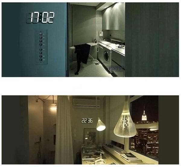 LEDデジタル 　壁掛け時計 本体ホワイト　リモコン付　温度表示
