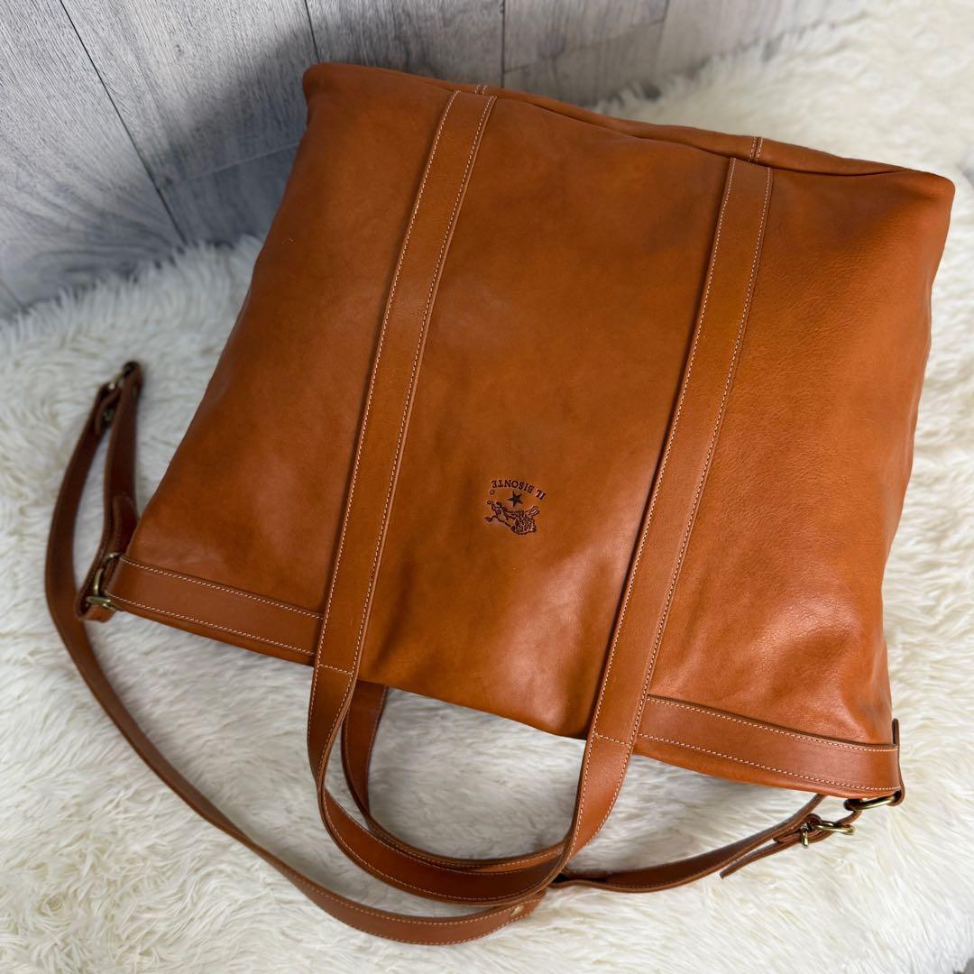 美品♡ビックトート♡A4可♡保存袋♡イルビゾンテ レザー 2way トートバッグ
