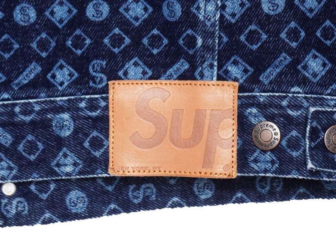 ジャケット・アウター Supreme Flocked Denim Trucker Jacket Blu