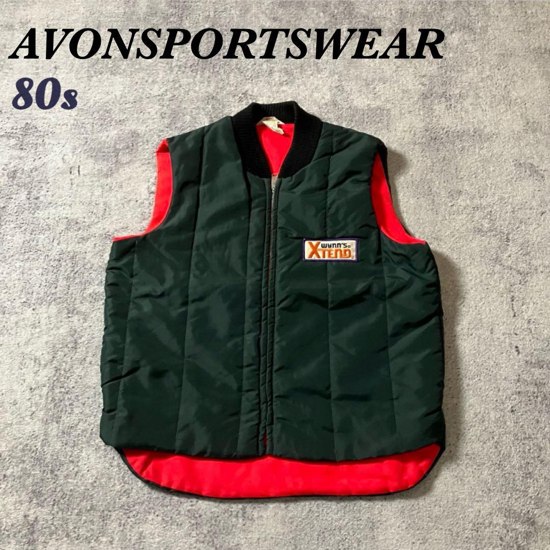 80sAVONSPORTSWEARキルティング中綿ベストグリーンカナダ製