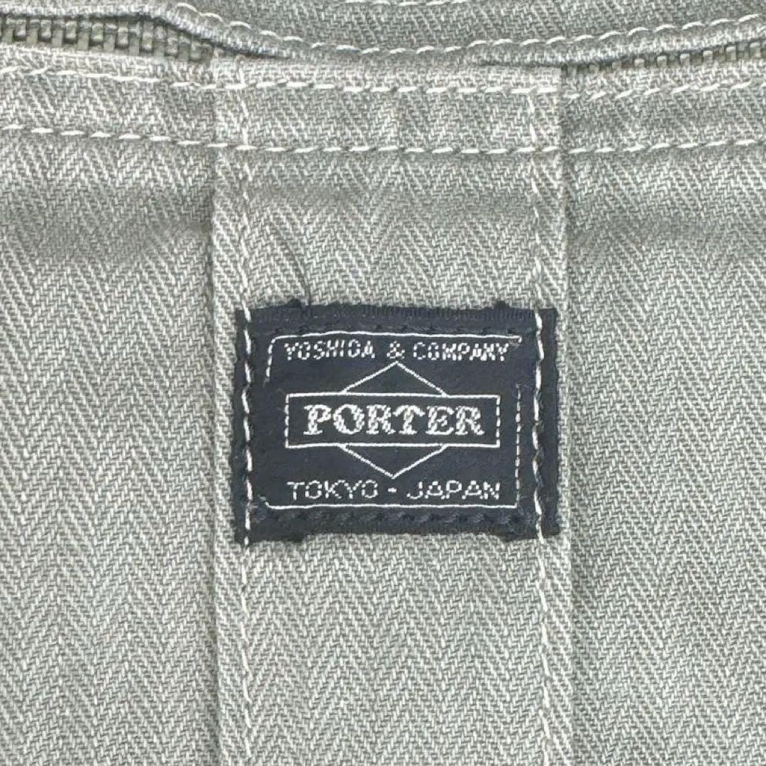 美品✨廃盤✨PORTER ヘリンボーン キャンバス トートバッグ 大容量 カーキ