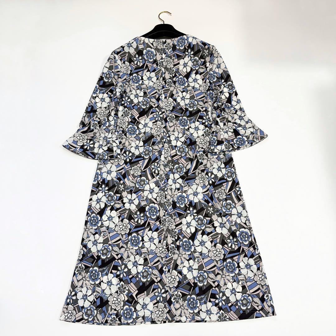 【極美品✨】レリアン　ワンピース　花柄　総柄　大きいサイズ　11 ボウタイ