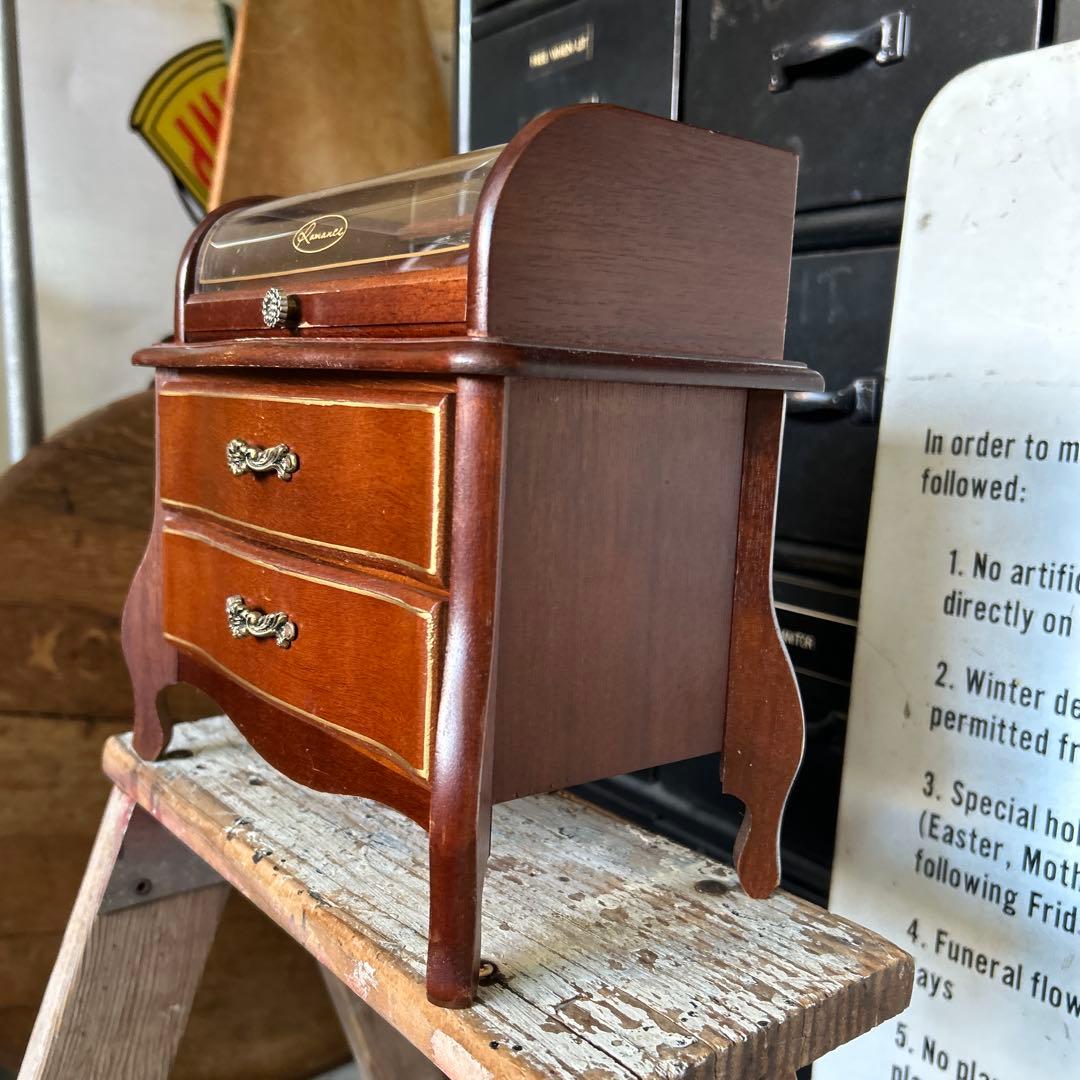 昭和レトロ 木製 オルゴール付き ミュージック ジュエリーボックス 蚤の市