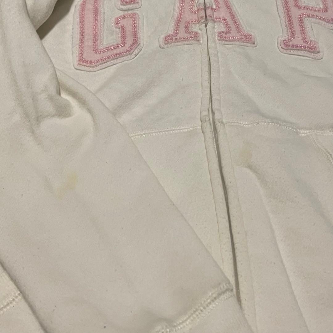 00s archive GAP fur zip hoodie Y2K ラメ 白