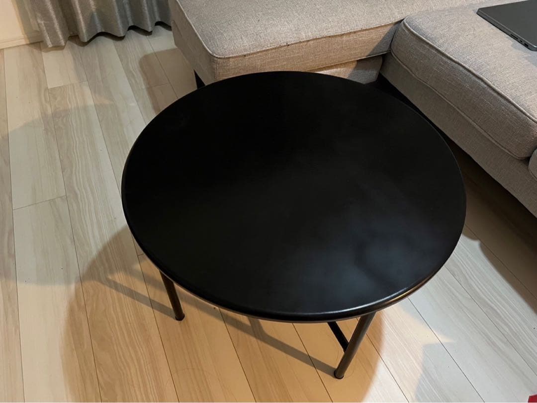 韓国家具 ラウンドテーブル コーヒーテーブル 60cm ブラック