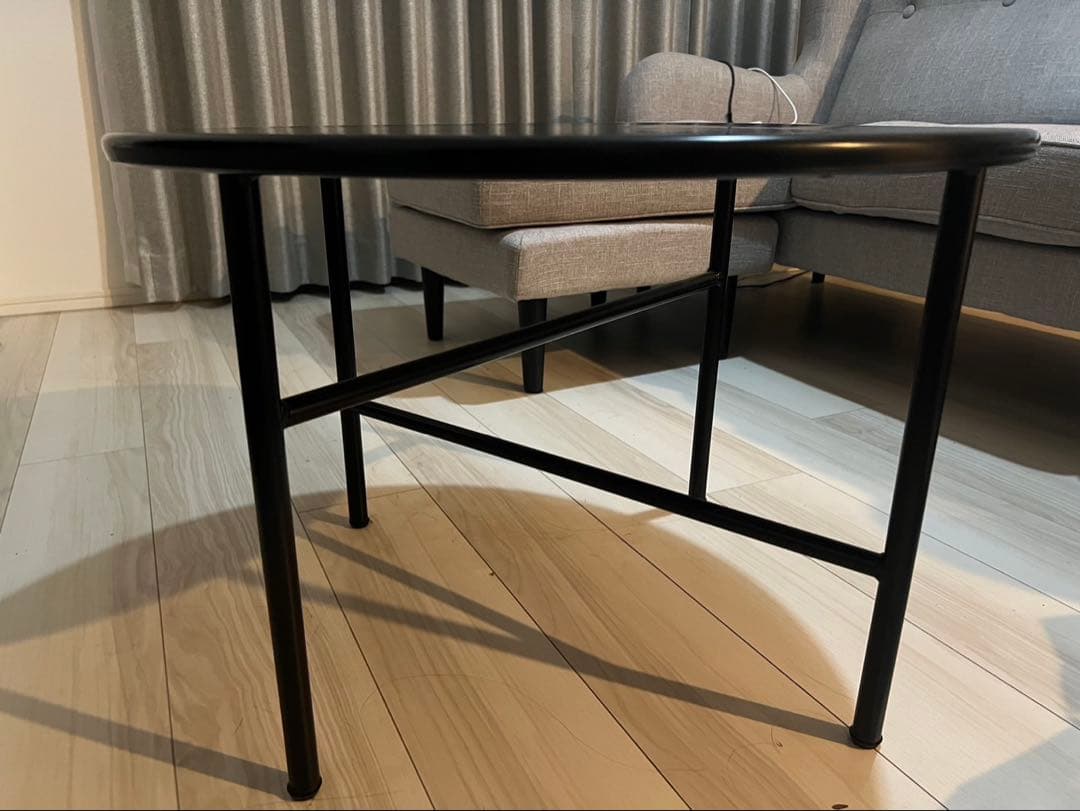 韓国家具 ラウンドテーブル コーヒーテーブル 60cm ブラック
