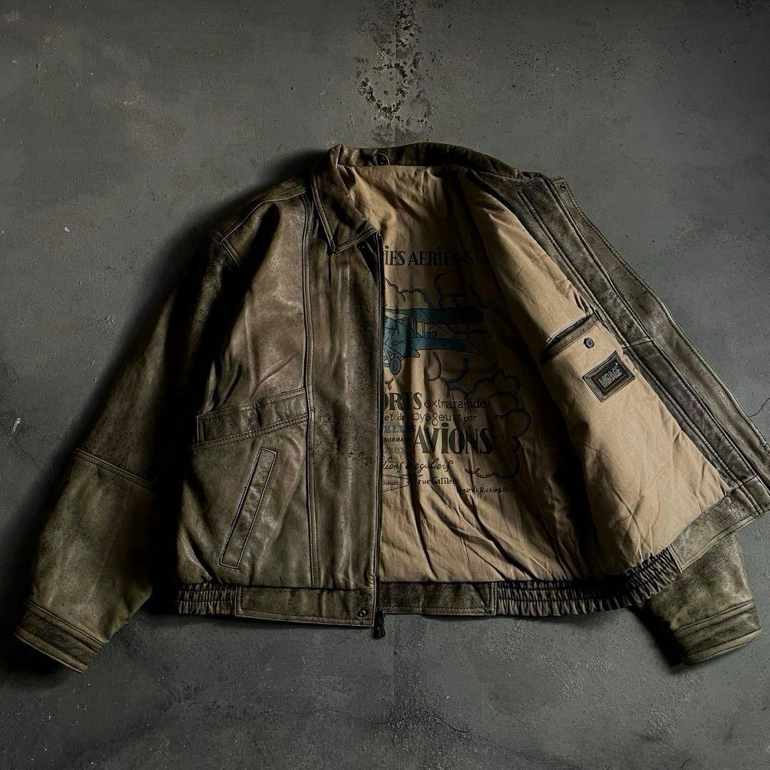 type A-2 rare“本革”gray “短丈“bomber jacket