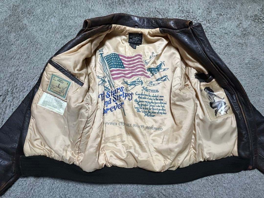 80s 90s AVIREX A-2 レザー　フライトジャケット アヴィレックス