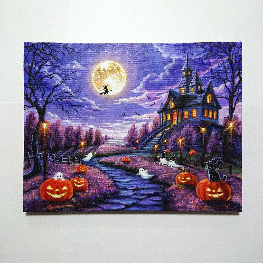ぷ*あ様 【Happy Halloween】アクリル画 F6 風景画 絵画