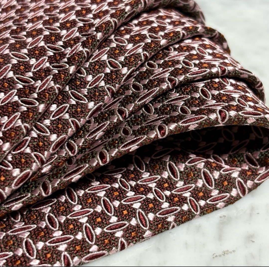 Ermenegildo Zegna ネクタイ ブラウン ピンク ドット レッド