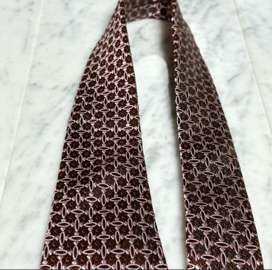 Ermenegildo Zegna ネクタイ ブラウン ピンク ドット レッド