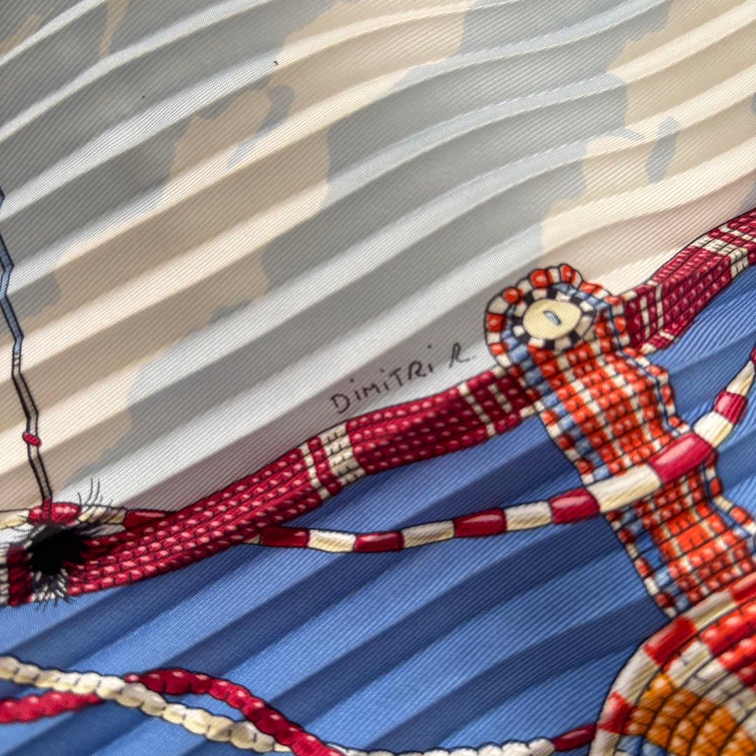 HERMES エルメス カレプリセ プリーツ シルクスカーフ ケニアの真珠