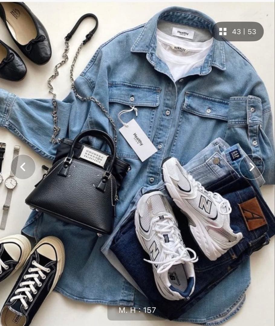 美品　Healthy denim アーモンドデニムシャツ