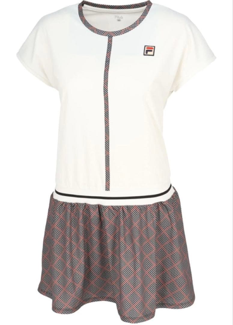 No.603 FILA 細見えセンターラインのグレンチェックワンピ☆ブラック☆