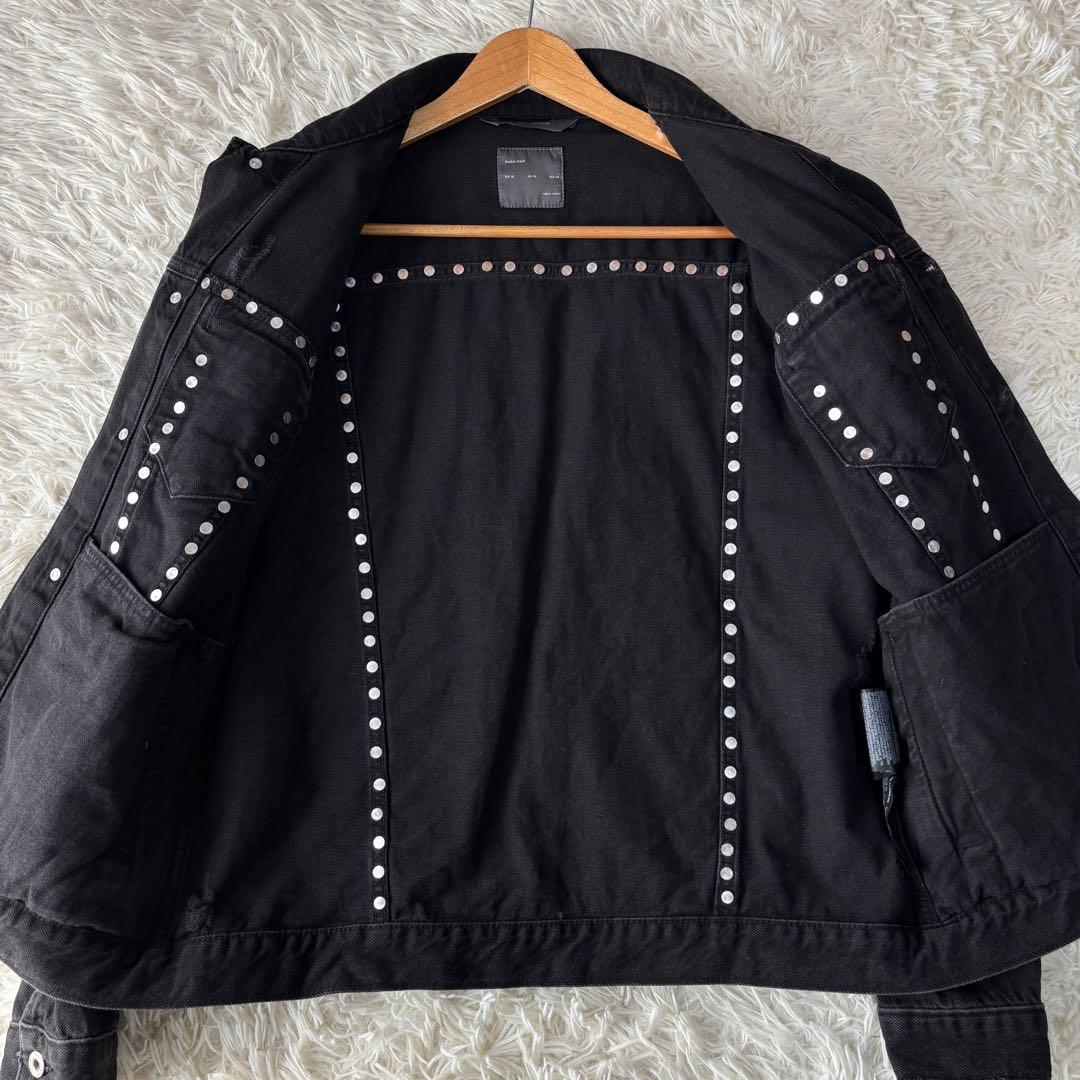 ZARA MAN スタッズ付き Gジャン デニムジャケット XL ブラック 黒