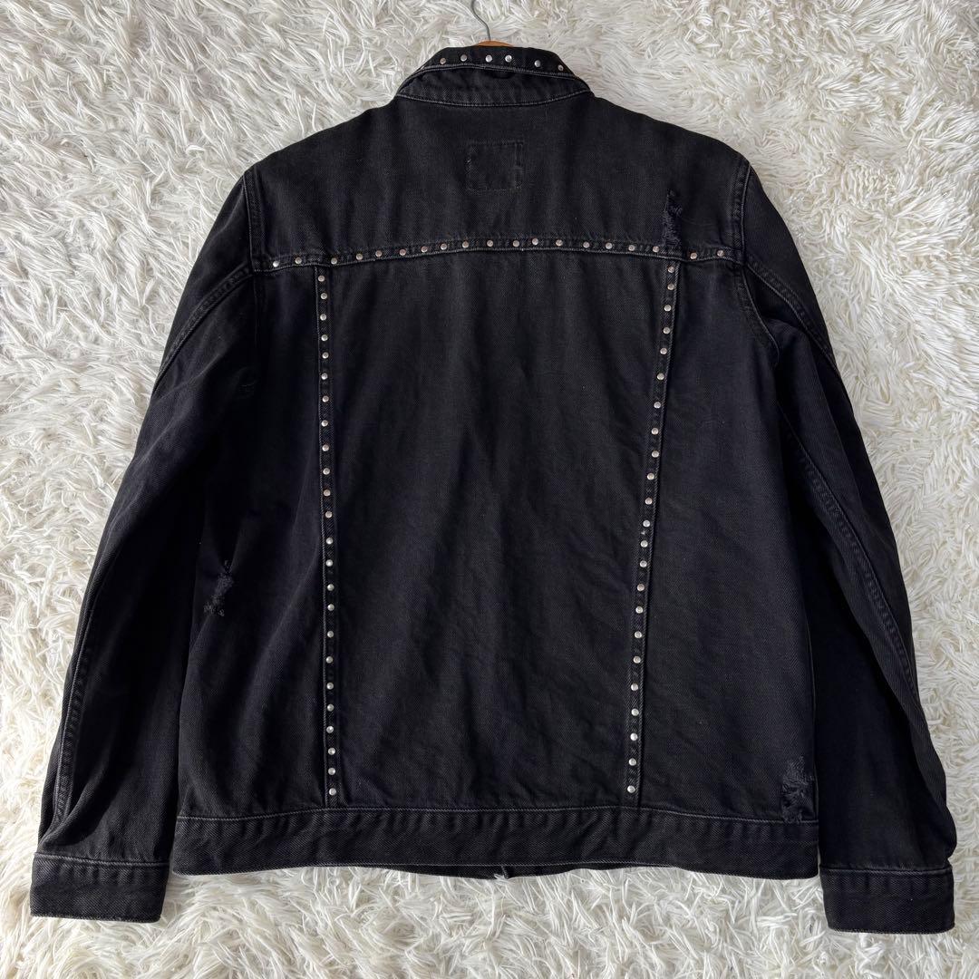 ZARA MAN スタッズ付き Gジャン デニムジャケット XL ブラック 黒
