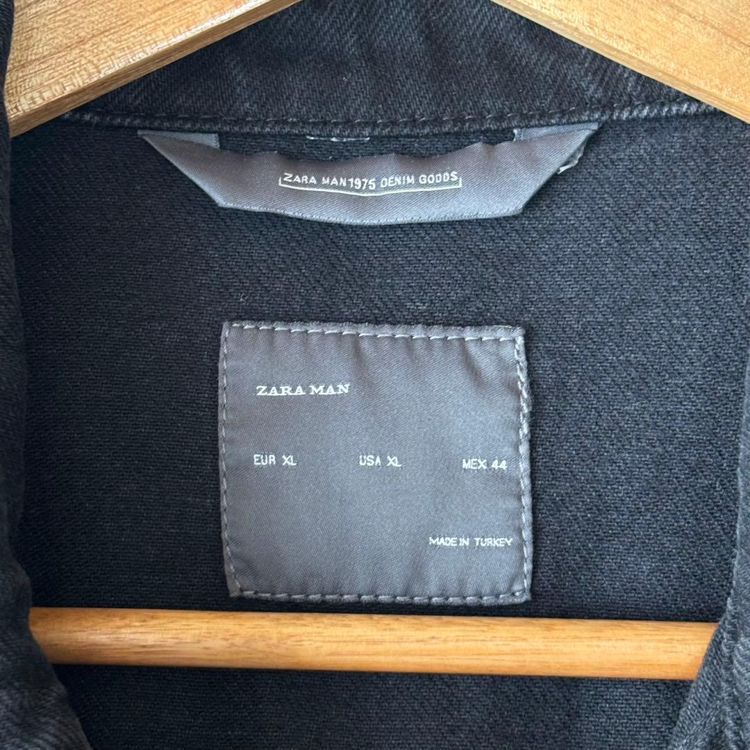 ZARA MAN スタッズ付き Gジャン デニムジャケット XL ブラック 黒