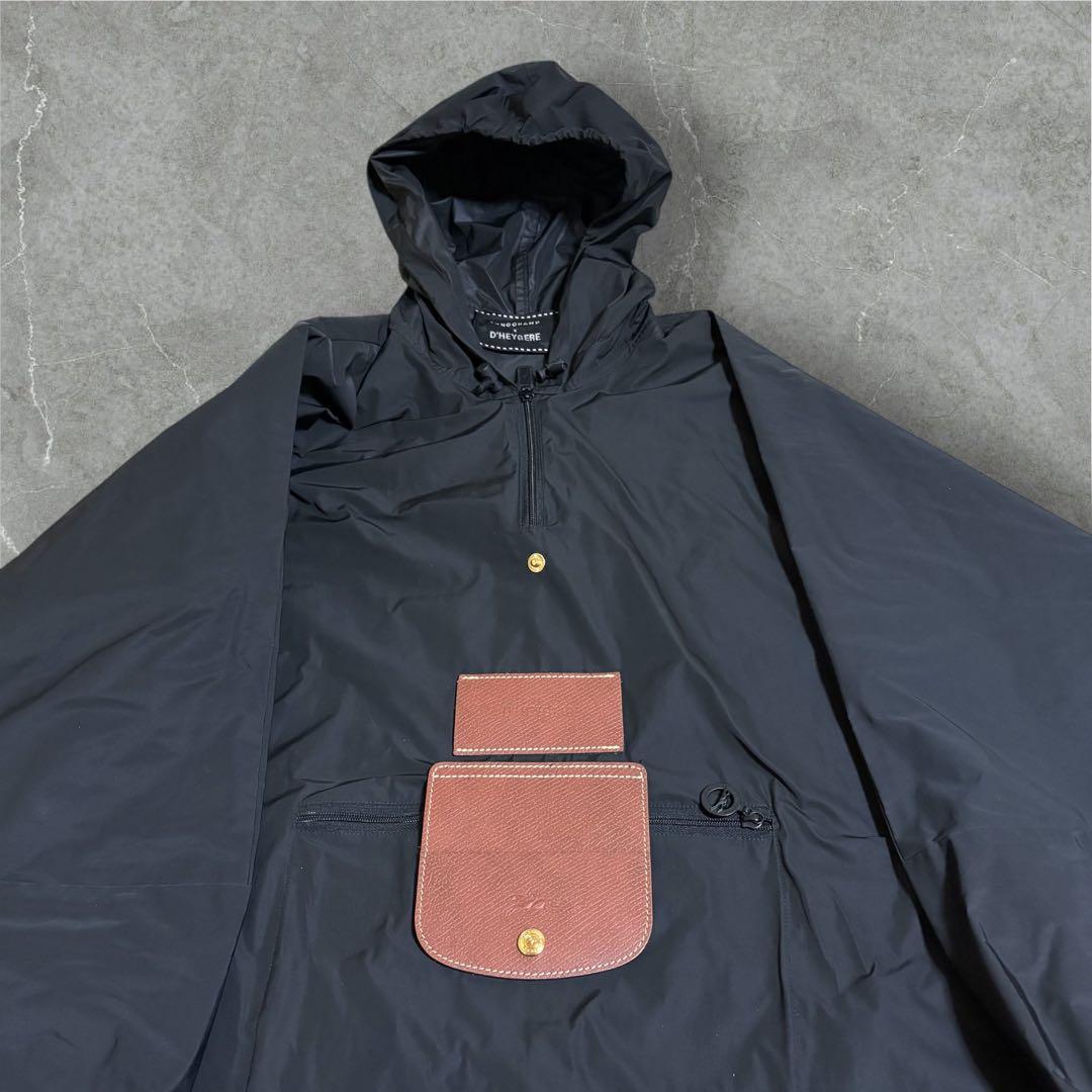 【J18】LONGCHAMP × D’HEYGERE レインポンチョ　ブラック