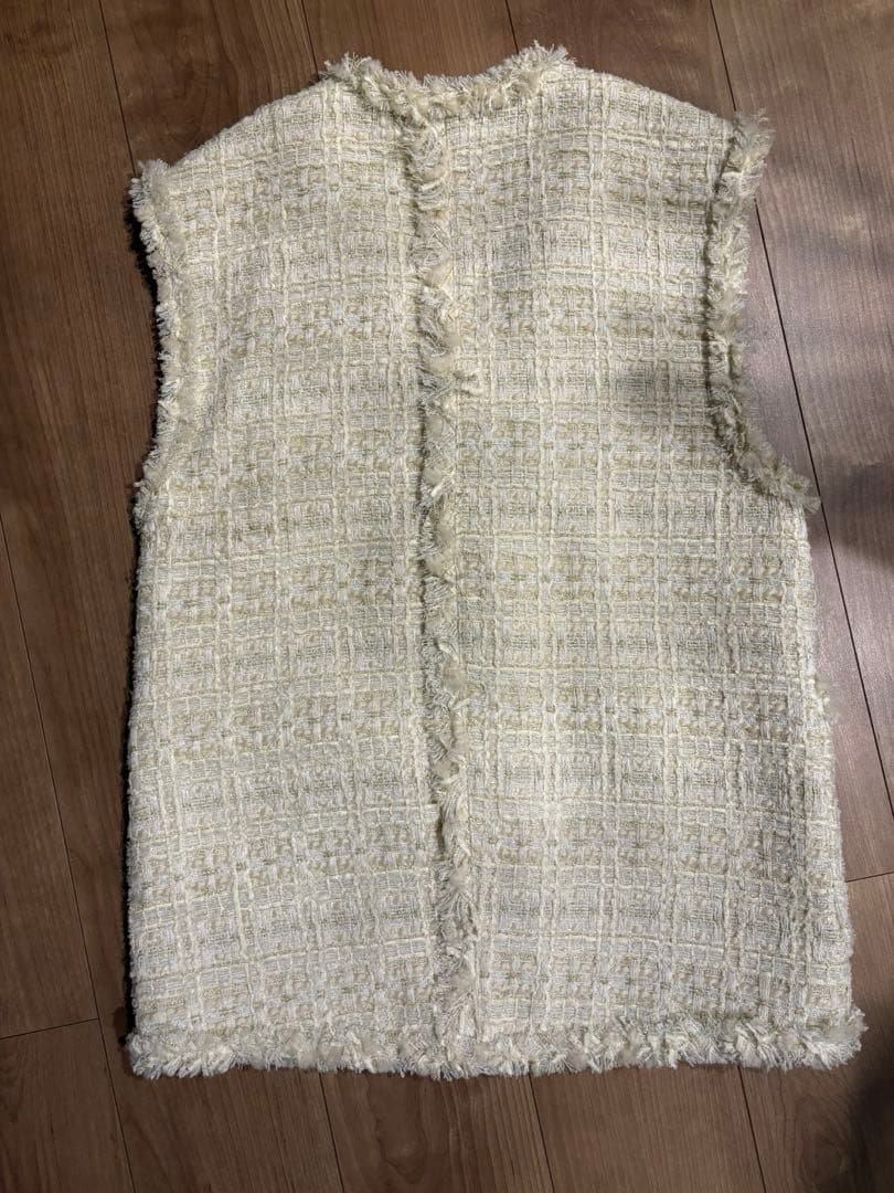 【美品】CADUNE/カデュネ　アイボリー ツイード ジレ